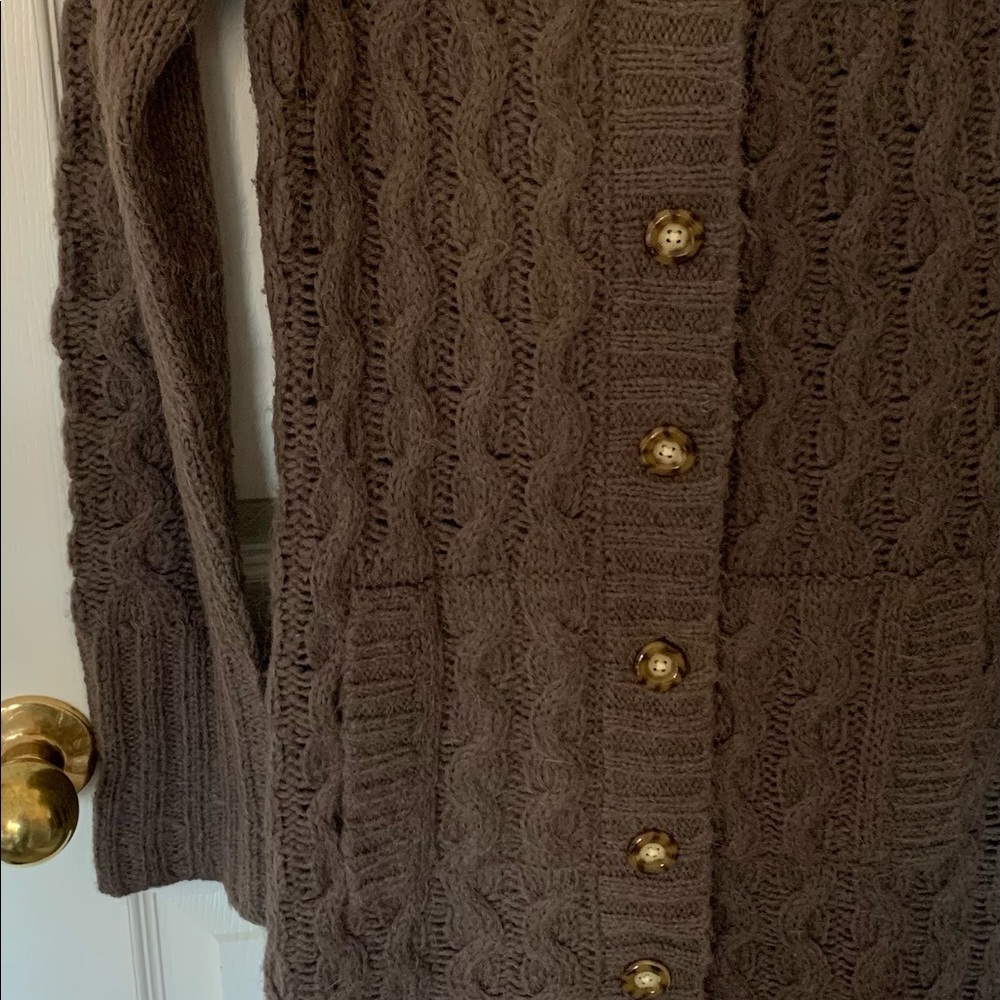 Cozy Brown Cable Knit Cardigan - Picture 9 of 15